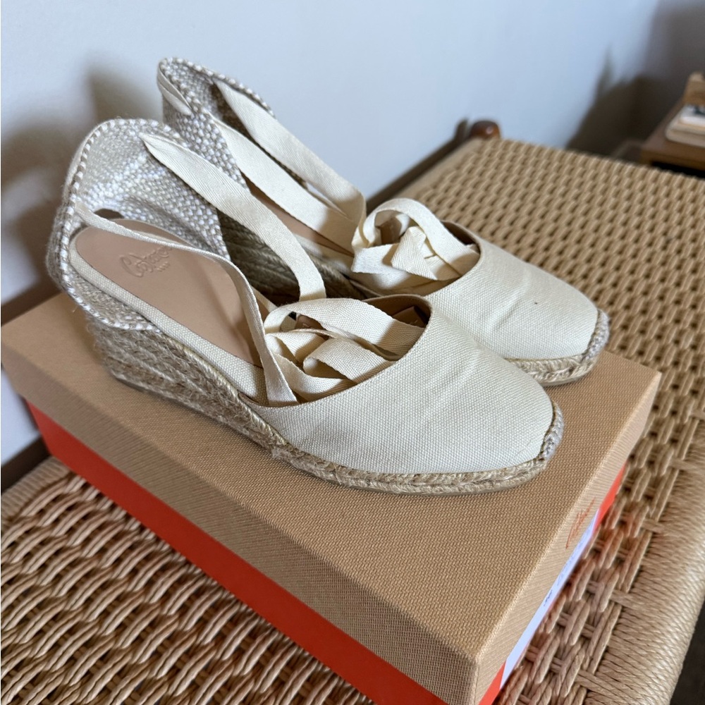 Castaner Cream Espadrille Wedges